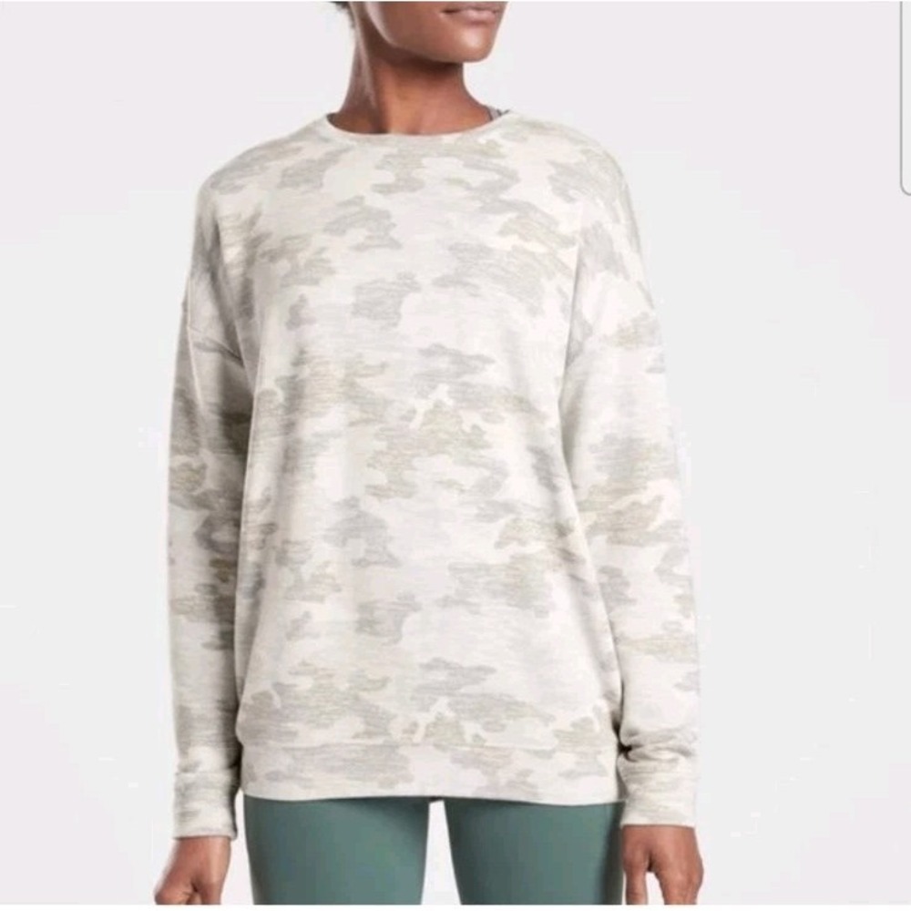 Athleta Pure Luxe Camo Printed Crewneck Athletic Oversized Sweatshirt S